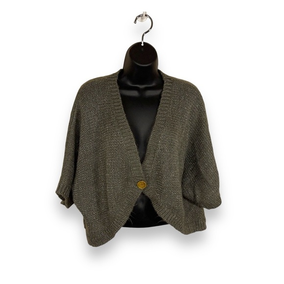 SIZE 22 VINTAGE 90’s GREY KNIT BOLERO SWEATER AVENUE PLUS COZY GRAY SHORT SLEEVE - Picture 1 of 12
